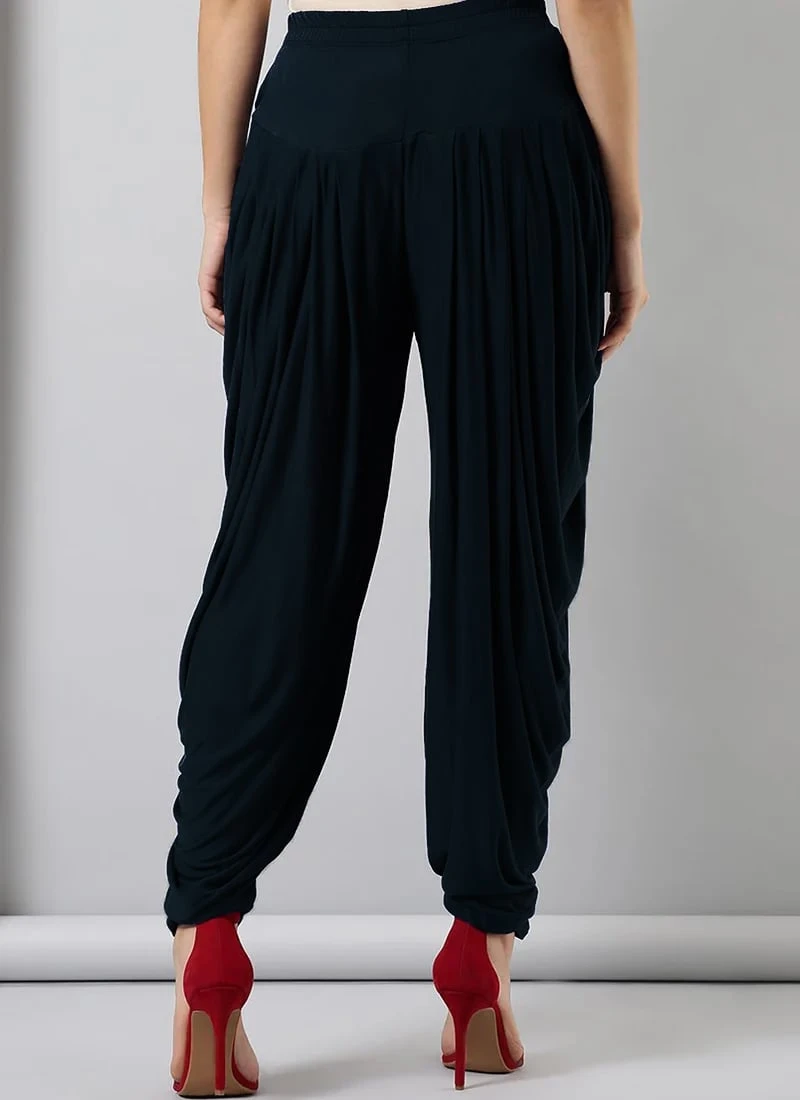 Blue Rayon Dhoti Pant Work Wear 6 Blue Rayon Dhoti Pant Work Wear - Image 4