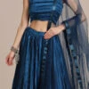 Blue Satin Silk A Line Lehenga Party Wear -ZariGrace Shop Blue Satin Silk A Line Lehenga GHSACW2771 l
