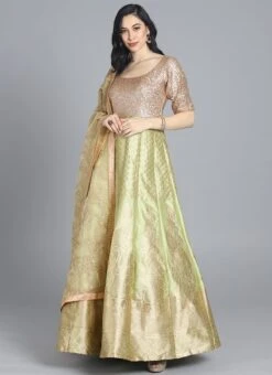 Ethnovog Green Anarkali Suit Party Wear 9 Ethnovog Green Anarkali Suit Party Wear -ZariGrace Shop Bollywood Vogue Custom Made Green Anarkali Suit SLBV01903852 u 1