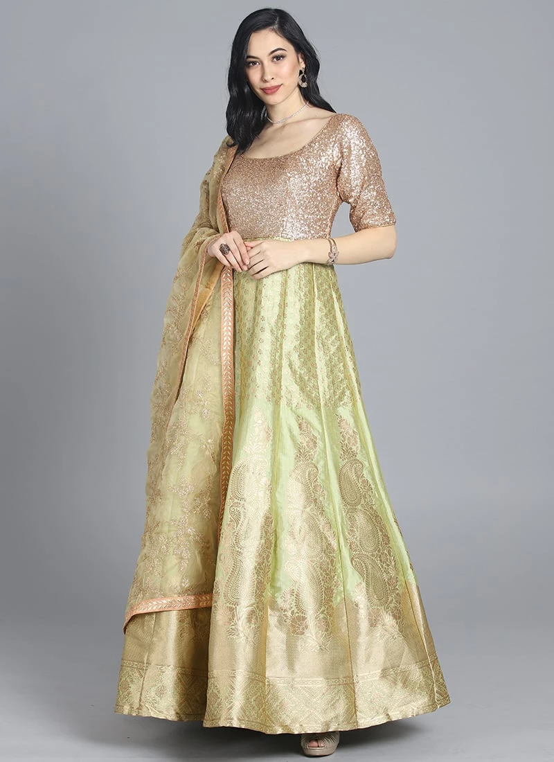 Ethnovog Green Anarkali Suit Party Wear 5 Ethnovog Green Anarkali Suit Party Wear - Image 3