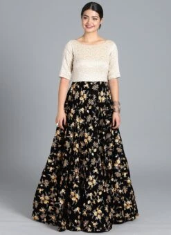 Ethnovog Black Anarkali Gown Wedding Wear -ZariGrace Shop Bollywood Vogue Customised Black Anarkali Gown IWBS01902601 u