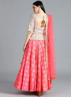 Ethnovog Pink N Cream Lehenga Party Wear -ZariGrace Shop Bollywood Vogue Customised Pink N Cream Lehenga GHBV01903761 b