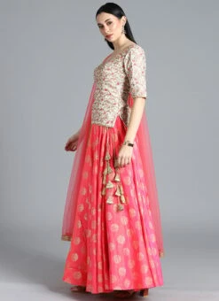 Ethnovog Pink N Cream Lehenga Party Wear