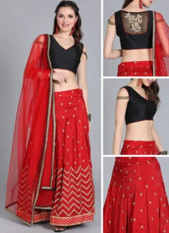 Ethnovog Red Embroidered Lehenga Festive Wear 12 Ethnovog Red Embroidered Lehenga Festive Wear -ZariGrace Shop Bollywood Vogue Customised Red Embroidered Lehenga GHBV01904150 gl