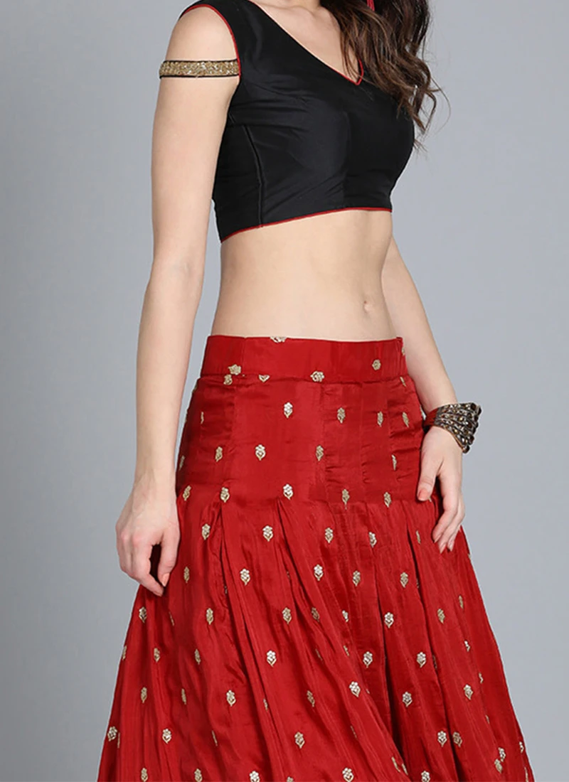Ethnovog Red Embroidered Lehenga Festive Wear 3 Ethnovog Red Embroidered Lehenga Festive Wear