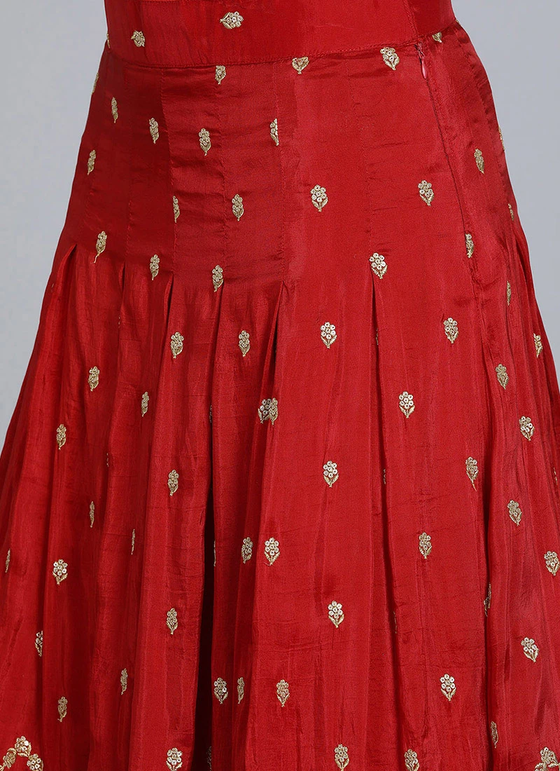 Ethnovog Red Embroidered Lehenga Festive Wear 8 Ethnovog Red Embroidered Lehenga Festive Wear - Image 6