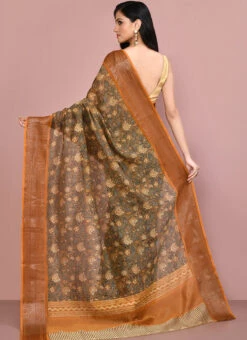 Brown Art Silk Saree After Six Wear -ZariGrace Shop Brown Art Silk Saree SAOAKS1629 b