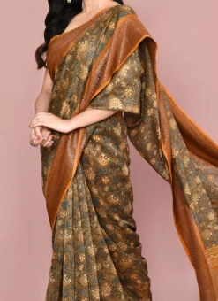 Brown Art Silk Saree After Six Wear