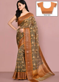 Brown Art Silk Saree After Six Wear -ZariGrace Shop Brown Art Silk Saree SAOAKS1629 u
