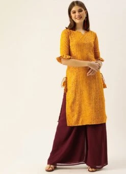 Burgundy Georgette N Yellow Printed Viscose Gown After Six Wear Festive Wear -ZariGrace Shop Burgundy Georgette N Yellow Printed Viscose Gown KSBS02110965 u