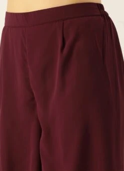 Burgundy Georgette N Yellow Printed Viscose Gown After Six Wear Festive Wear -ZariGrace Shop Burgundy Georgette N Yellow Printed Viscose Gown KSBS02110965 rrc3