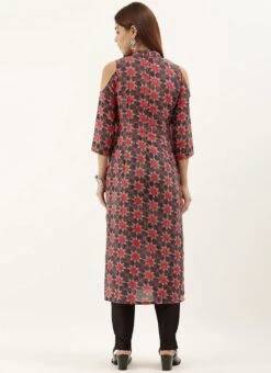 Collar Neck Multicoloured Straight Pant Kurta Set After Six Wear -ZariGrace Shop Collar Neck Multicoloured Straight Pant Kurta Set KSBS02001398 b