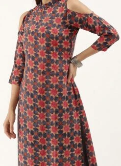 Collar Neck Multicoloured Straight Pant Kurta Set After Six Wear