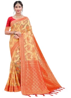 Cotton Woven Work Beige N Red Saree Festive Wear 8 Cotton Woven Work Beige N Red Saree Festive Wear -ZariGrace Shop Cotton Woven Work Beige N Red Saree SASSTSKTSKR28580D u