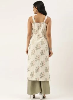 Cream Cotton N Olive Green Kurta Sets After Six Wear -ZariGrace Shop Cream Cotton N Olive Green Kurta Sets KSBS02102829 b