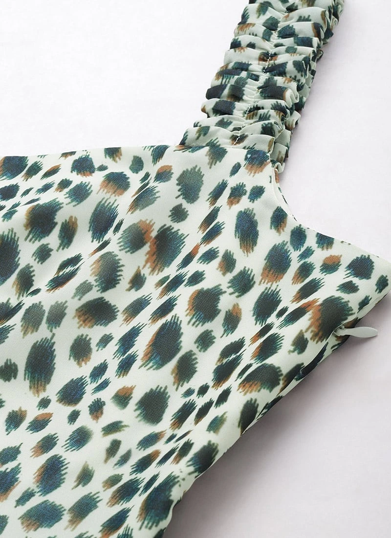 Cream Digital Printed Georgette Flared Dress Party Wear 7 Cream Digital Printed Georgette Flared Dress Party Wear - Image 5