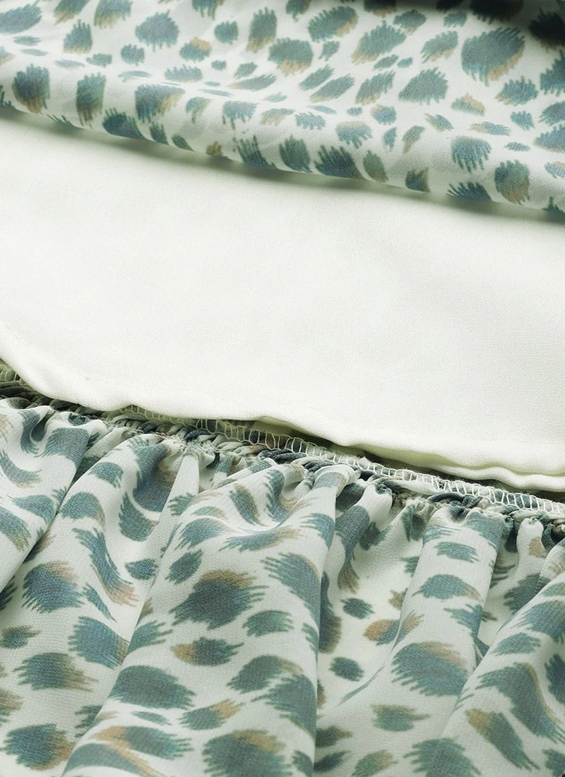 Cream Digital Printed Georgette Flared Dress Party Wear 10 Cream Digital Printed Georgette Flared Dress Party Wear - Image 8