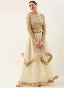 Cream Net N Beige Handkerchief Skirt Festive Wear -ZariGrace Shop Cream Net N Beige Handkerchief Skirt WBBS02012685 u