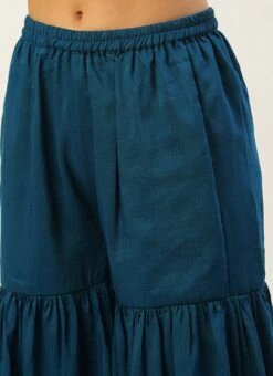 Top From Cream And Blue Chinon Printed Gharara Set After Six Wear 15 Top From Cream And Blue Chinon Printed Gharara Set After Six Wear -ZariGrace Shop Cream and Blue Chinon Printed Gharara Set SLBS02302373 rrc2