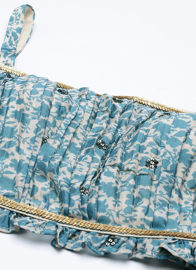 Dupatta From Cream And Blue Printed N Embroidered Set After Six Wear 7 Dupatta From Cream And Blue Printed N Embroidered Set After Six Wear - Image 5