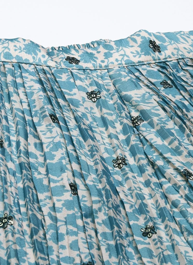 Dupatta From Cream And Blue Printed N Embroidered Set After Six Wear 8 Dupatta From Cream And Blue Printed N Embroidered Set After Six Wear - Image 6