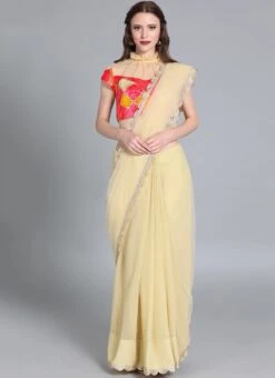 Beige Half N Half Border Saree Festive Wear -ZariGrace Shop Custom Made Beige Half N Half Border Saree SABS01908555 u