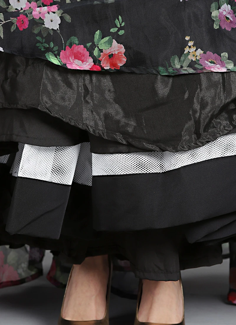 Black Digital Printed Gown With Jacket Party Wear 9 Black Digital Printed Gown With Jacket Party Wear - Image 7