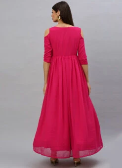 Pink Embroidred Boat Neck Gown Party Wear -ZariGrace Shop Custom Made Pink Embroidred Boat Neck Gown IWBV01906240 b