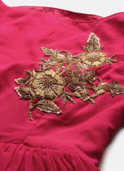 Pink Embroidred Boat Neck Gown Party Wear -ZariGrace Shop Custom Made Pink Embroidred Boat Neck Gown IWBV01906240 rpsc2