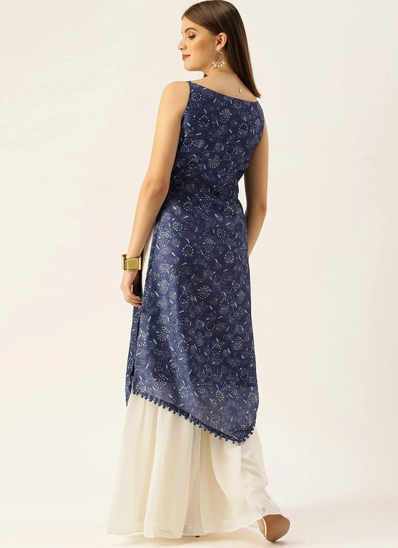 Dark Blue And Off White Kurta Gharara Set After Six Wear Festive Wear 6 Dark Blue And Off White Kurta Gharara Set After Six Wear Festive Wear - Image 4