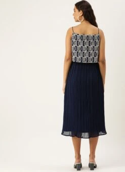 Dark Blue Embroidered Georgette Dress Festive Wear After Six Wear -ZariGrace Shop Dark Blue Embroidered Georgette Dress DRBS02210917 b