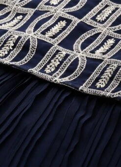 Dark Blue Embroidered Georgette Dress Festive Wear After Six Wear -ZariGrace Shop Dark Blue Embroidered Georgette Dress DRBS02210917 rrc1