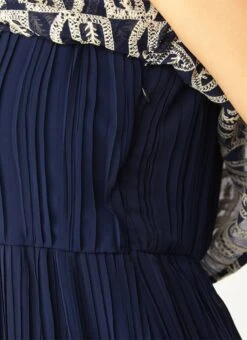 Dark Blue Embroidered Georgette Dress Festive Wear After Six Wear -ZariGrace Shop Dark Blue Embroidered Georgette Dress DRBS02210917 rrc3