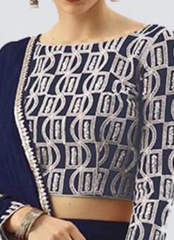 Dark Blue Georgette Embroidered Boat Neck Lehenga Festive Wear -ZariGrace Shop Dark Blue Georgette Embroidered Boat Neck Lehenga GHBS02203555 rrc1