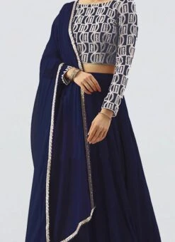 Dark Blue Georgette Embroidered Boat Neck Lehenga Festive Wear -ZariGrace Shop Dark Blue Georgette Embroidered Boat Neck Lehenga GHBS02203555 rrc2