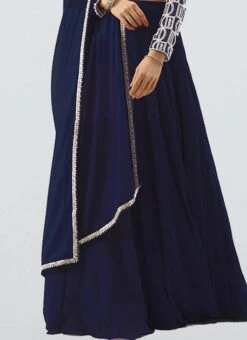 Dark Blue Georgette Embroidered Boat Neck Lehenga Festive Wear -ZariGrace Shop Dark Blue Georgette Embroidered Boat Neck Lehenga GHBS02203555 rrc3