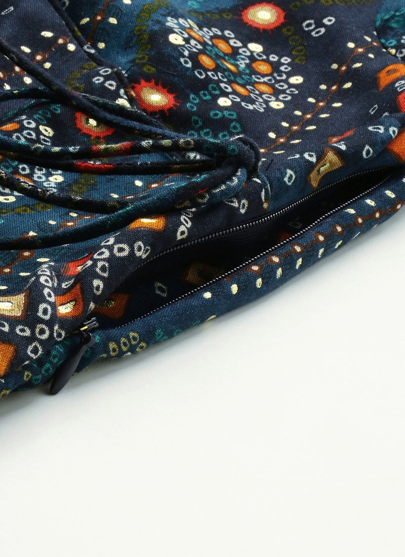 Dark Blue Printed Angarkha Gown Festive Wear 8 Dark Blue Printed Angarkha Gown Festive Wear - Image 6