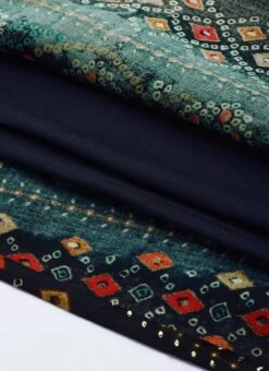 Dark Blue Printed Handkerchief Style Dress Festive Wear -ZariGrace Shop Dark Blue Printed Handkerchief Style Dress DRBS02110944 rrc1