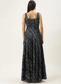 Dark Blue Printed Strap Neck Dress After Six Wear 9 Dark Blue Printed Strap Neck Dress After Six Wear -ZariGrace Shop Dark Blue Printed Strap Neck Dress DRBS02109708 b