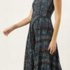 Dark Blue Printed Strap Neck Dress After Six Wear -ZariGrace Shop Dark Blue Printed Strap Neck Dress DRBS02109708 l