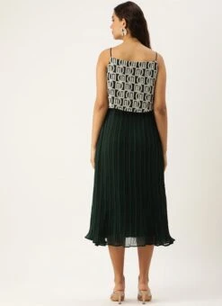 Dark Green Embroidered Georgette Dress Festive Wear After Six Wear -ZariGrace Shop Dark Green Embroidered Georgette Dress DRBS02210919 b