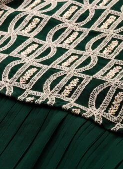 Dark Green Embroidered Georgette Dress Festive Wear After Six Wear -ZariGrace Shop Dark Green Embroidered Georgette Dress DRBS02210919 rrc1