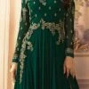Dark Green Georgette Abaya Style Anarkali Suit Party Wear -ZariGrace Shop Dark Green Georgette Abaya Style Anarkali Suit SLSCCS105 l
