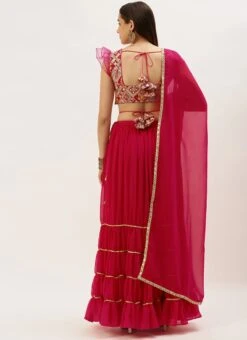 Dupatta From Dark Pink Embroidered Georgette Lehenga After Six Wear -ZariGrace Shop Dark Pink Embroidered Georgette Lehenga GHBS02211043 b