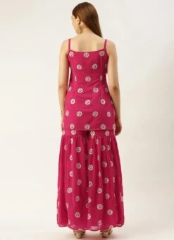 Top From Dark Pink Georgette Embroidered Gharara Set After Six Wear -ZariGrace Shop Dark Pink Georgette Embroidered Gharara Set IWBS02301145 b
