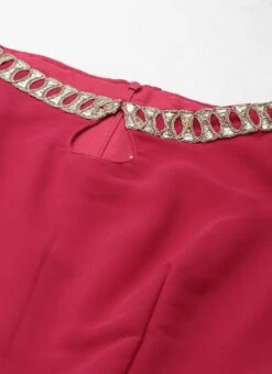 Dupatta From Dark Pink Georgette Embroidered Gharara Suit Set After Six Wear 14 Dupatta From Dark Pink Georgette Embroidered Gharara Suit Set After Six Wear -ZariGrace Shop Dark Pink Georgette Embroidered Gharara Suit Set SLBS02212480 rrc1 1