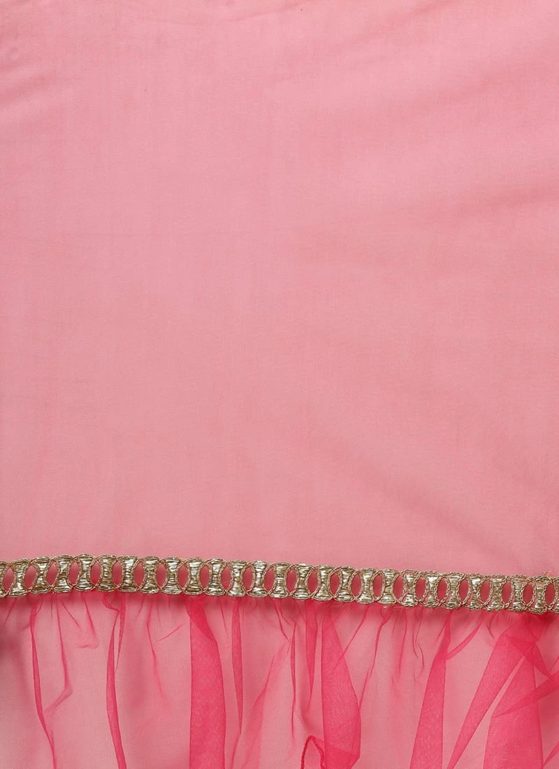 Dupatta From Dark Pink Georgette Embroidered Gharara Suit Set After Six Wear 10 Dupatta From Dark Pink Georgette Embroidered Gharara Suit Set After Six Wear - Image 8