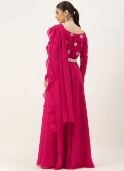 Dupatta From Dark Pink Georgette Embroidered Gown After Six Wear -ZariGrace Shop Dark Pink Georgette Embroidered Gown IWBS02304096 b