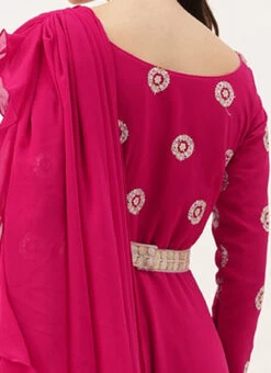 Dupatta From Dark Pink Georgette Embroidered Gown After Six Wear -ZariGrace Shop Dark Pink Georgette Embroidered Gown IWBS02304096 rrc2