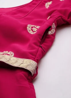 Dupatta From Dark Pink Georgette Embroidered Gown After Six Wear -ZariGrace Shop Dark Pink Georgette Embroidered Gown IWBS02304096 rrc3